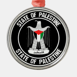 Palestine Round Emblem Metal Tree Decoration