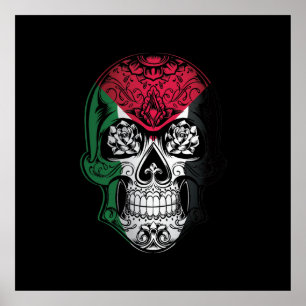 Palestine Skull And Roses Flag Poster
