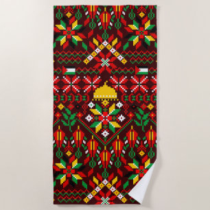 Palestine Tatreez Traditional Embrodery Beach Towel