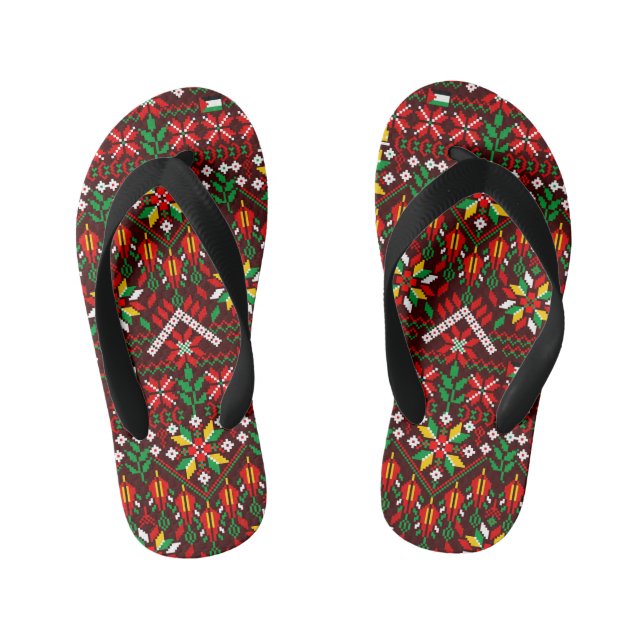 Palestine Tatreez Traditional Embrodery Kid's Jandals (Footbed)