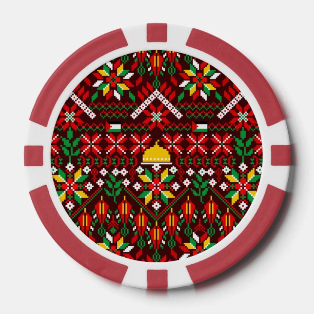 Palestine Tatreez Traditional Embrodery Poker Chips (Front)
