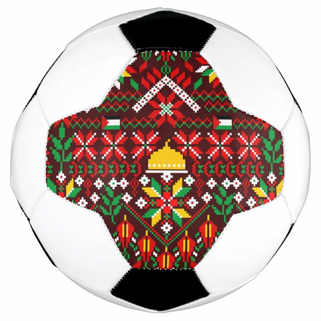 Palestine Tatreez Traditional Embrodery Soccer Ball (Front)