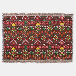 Palestine Tatreez Traditional Embrodery Throw Blanket