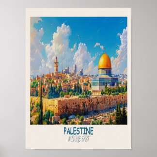 Palestine Travel Print, Dome of the Rock, Palestin Poster