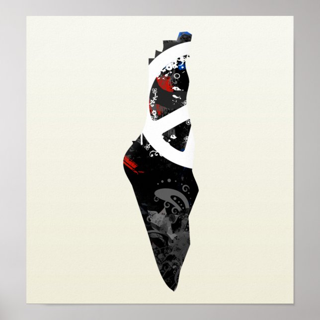 Palestine Trendy Peace Sign with Palestinian map (Front)