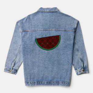 Palestine watermelon Embroidery red tatreez Denim Jacket