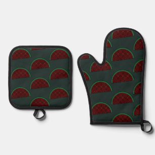 Palestine watermelon Embroidery red tatreez  Oven Mitt & Pot Holder Set