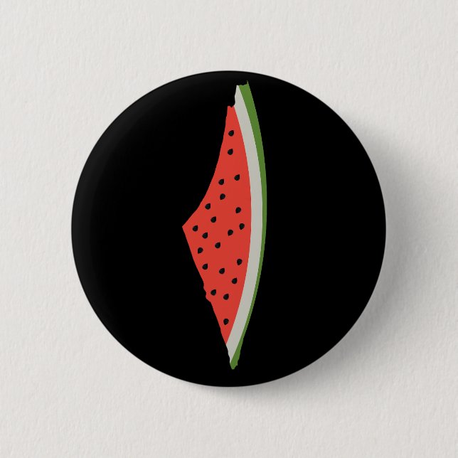 Palestine Watermelon Flag Map. Free Palestinians. 6 Cm Round Badge (Front)