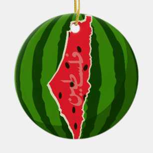 Palestine Watermelon Flag Map. Free Palestinians Ceramic Tree Decoration
