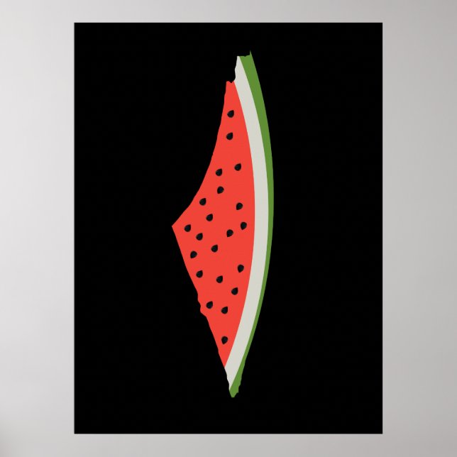 Palestine Watermelon Flag Map. Free Palestinians. Poster (Front)