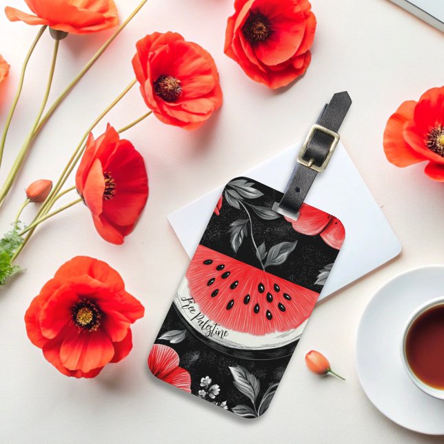 Palestine Watermelon  Luggage Tag (palestine poppies and watermelon luggage tag)