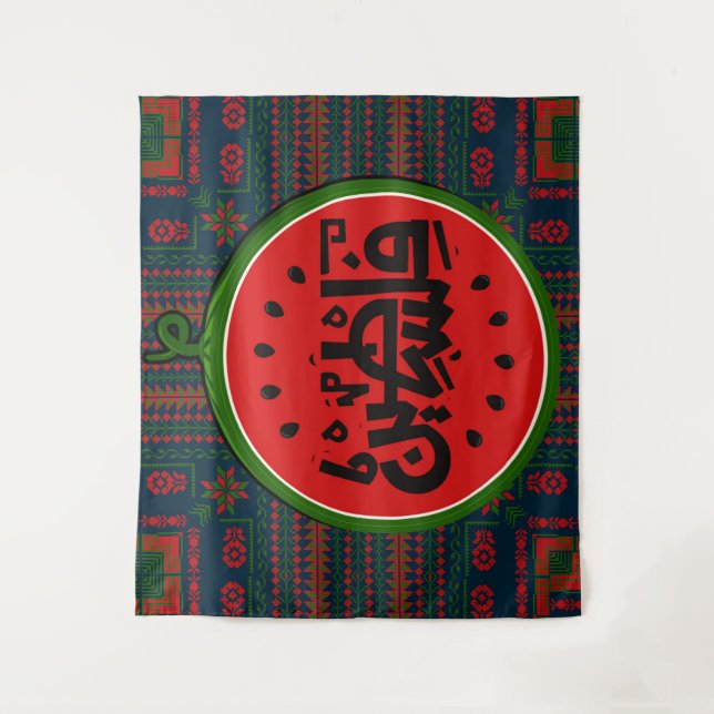 Palestine watermelon-Palestine Arabic word"فلسطين" Tapestry (Front)