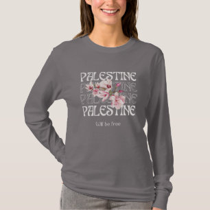 PALESTINE WILL BE FREE   Watercolor Magnolia T-Shirt