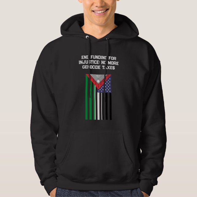 Palestinian-American Flag - Stop Genocides  Hoodie (Front)