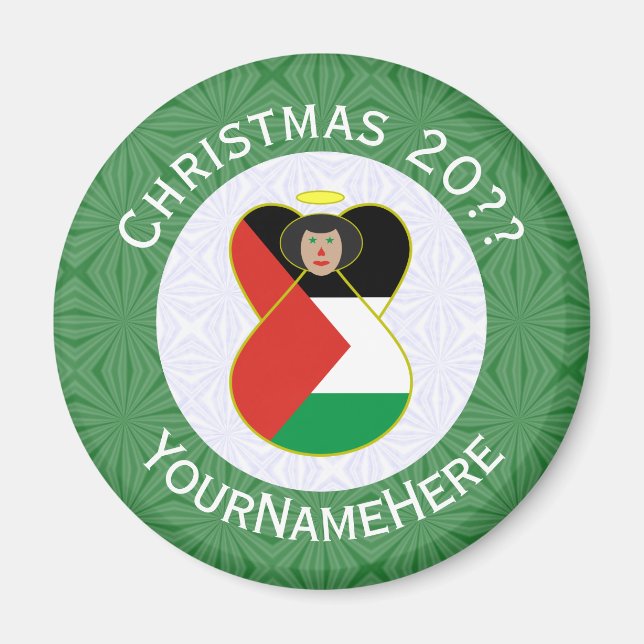 Palestinian Angel Christmas Flag Personalised  Magnet (Front)