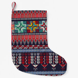 Palestinian Embroidery Motif Pattern. Small Christmas Stocking