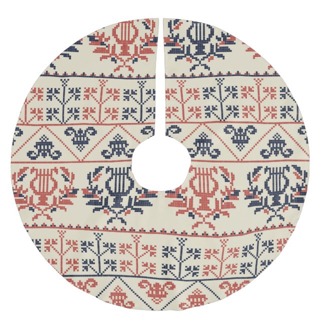 Palestinian embroidery motif, seamless pattern des brushed polyester tree skirt (Front)