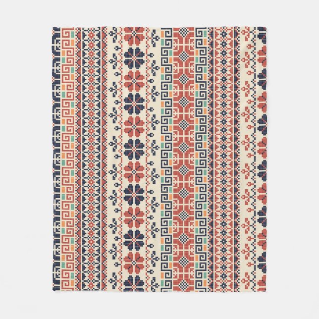 Palestinian Embroidery Motif: Traditional Beauty. Fleece Blanket (Front)