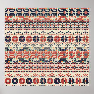 Palestinian Embroidery Motif: Traditional Beauty. Poster