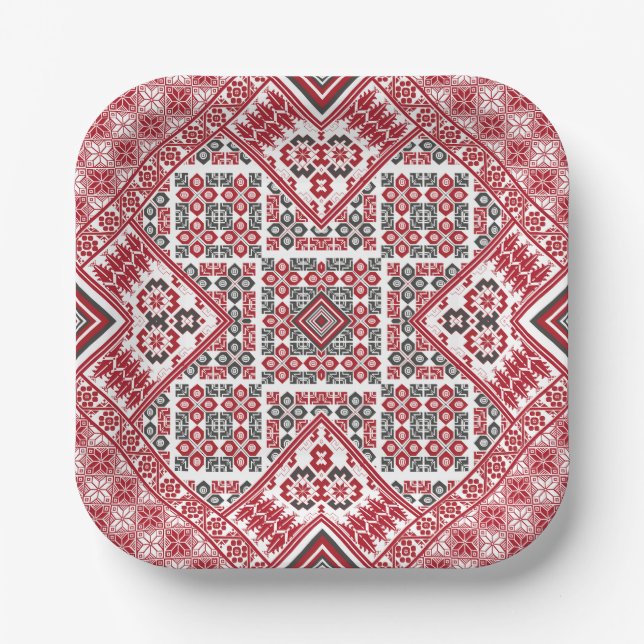 Palestinian Embroidery pattern 2 Paper Plate (Front)