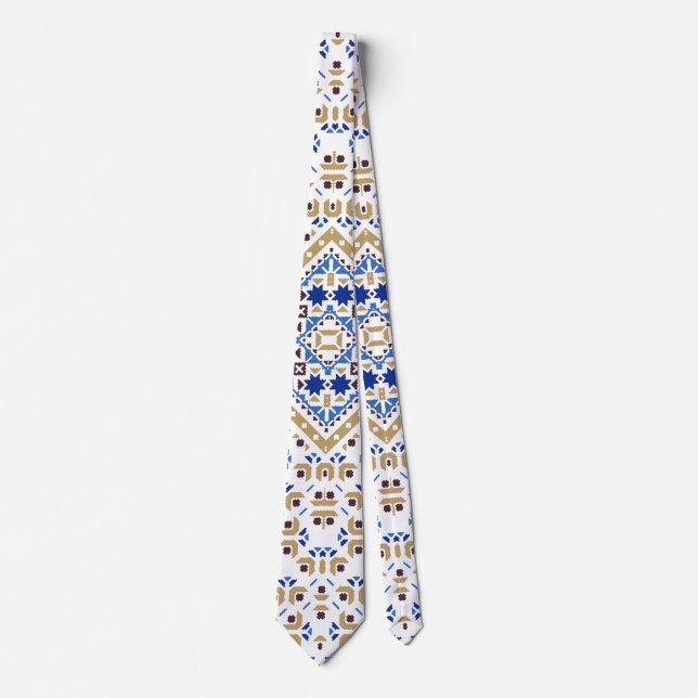 Palestinian Embroidery pattern Printed Design Tie (Front)