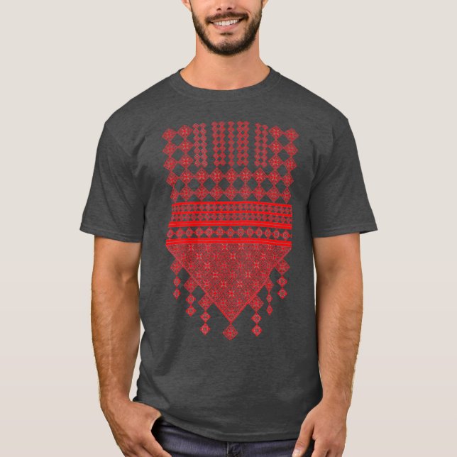 Palestinian embroidery red print  Palestinian T-Shirt (Front)