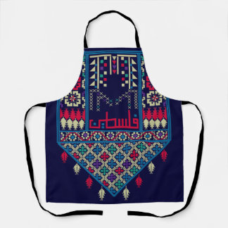 Palestinian Embroidery Tatreez printed design blue Apron