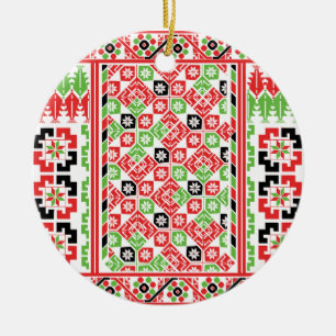 Palestinian Embroidery Tatreez printed design Ceramic Tree Decoration
