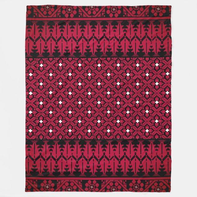 Palestinian Embroidery Tatreez printed design Fleece Blanket (Front)