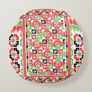Palestinian Embroidery Tatreez printed design Round Cushion