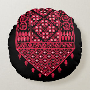 Palestinian Embroidery Tatreez printed design  Round Cushion