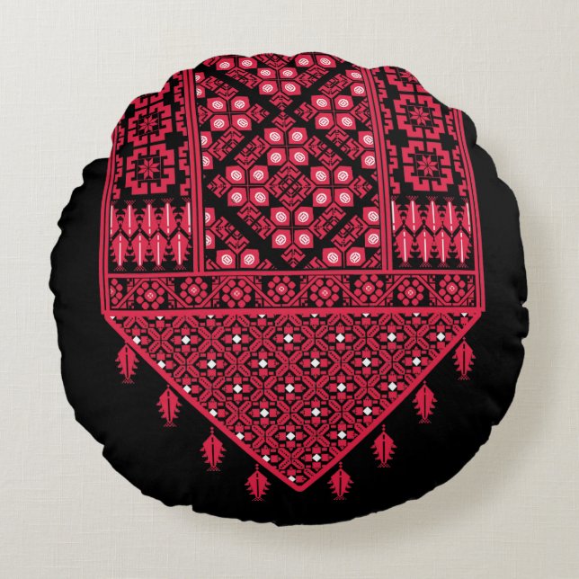 Palestinian Embroidery Tatreez printed design  Round Cushion (Front)