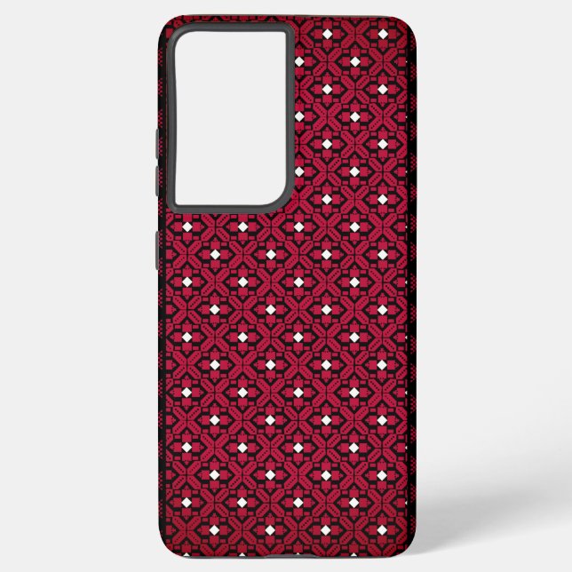 Palestinian Embroidery Tatreez printed design  Samsung Galaxy S21 Ultra Case (Back)