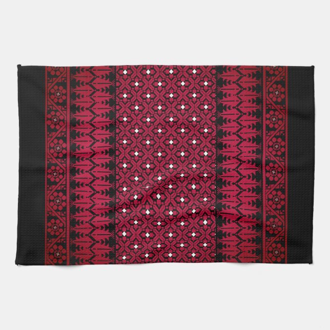 Palestinian Embroidery Tatreez printed design  Tea Towel (Horizontal)