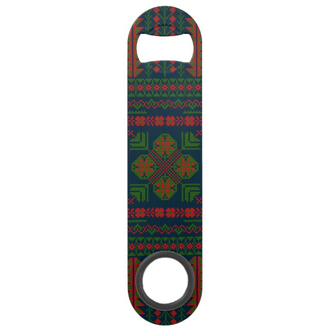 Palestinian Embroidery Tatreez red green 5 Pattern (Front)