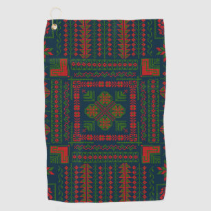Palestinian Embroidery Tatreez red green 5 Pattern Golf Towel