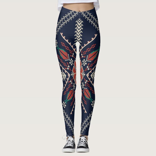 Palestinian Embroidery: Traditional Pattern Design Leggings (Front)