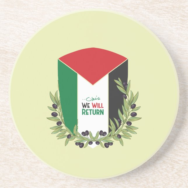 Palestinian Flag and Olive Branches Coaster (Front)