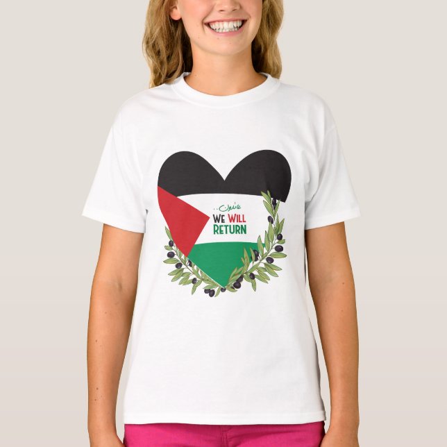 Palestinian Flag and Olive Branches T-Shirt (Front)