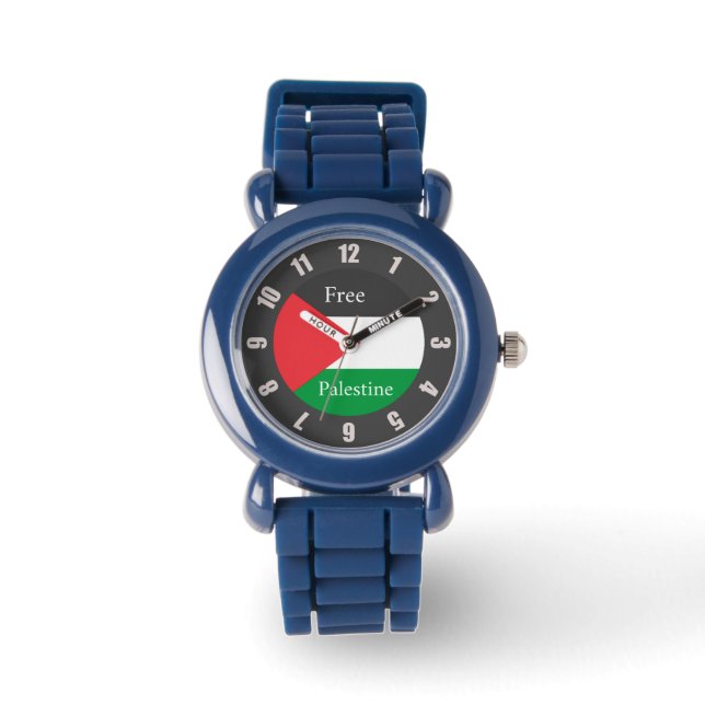 Palestinian flag customised Free Palestine Round C Watch (Front)