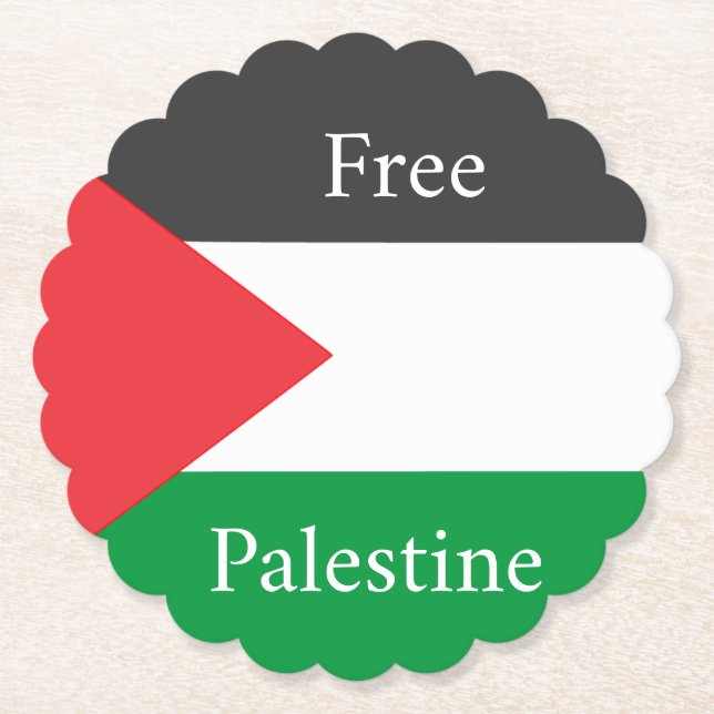 Palestinian flag Free Palestine customised Paper Coaster (Front)
