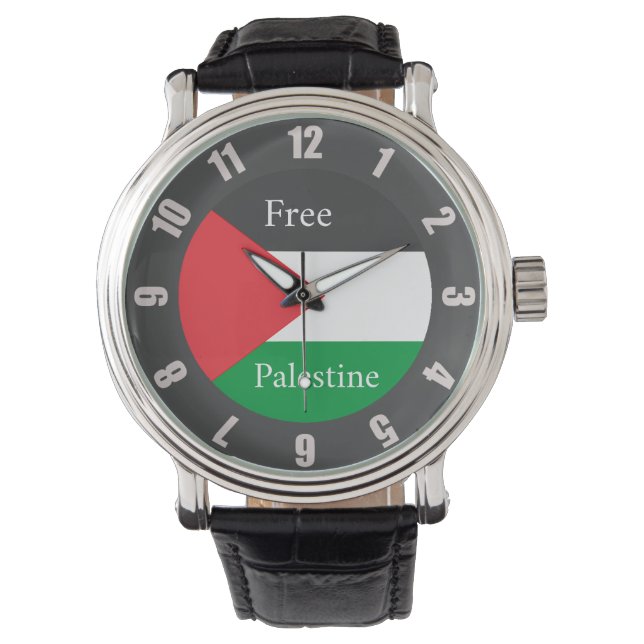 Palestinian flag Free Palestine Round C Pocket Wat Watch (Front)