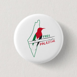 Palestinian flag map bird keychain 3 cm round badge