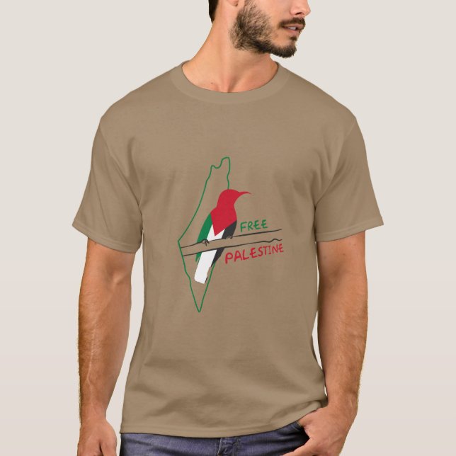 Palestinian flag map bird  T-Shirt (Front)