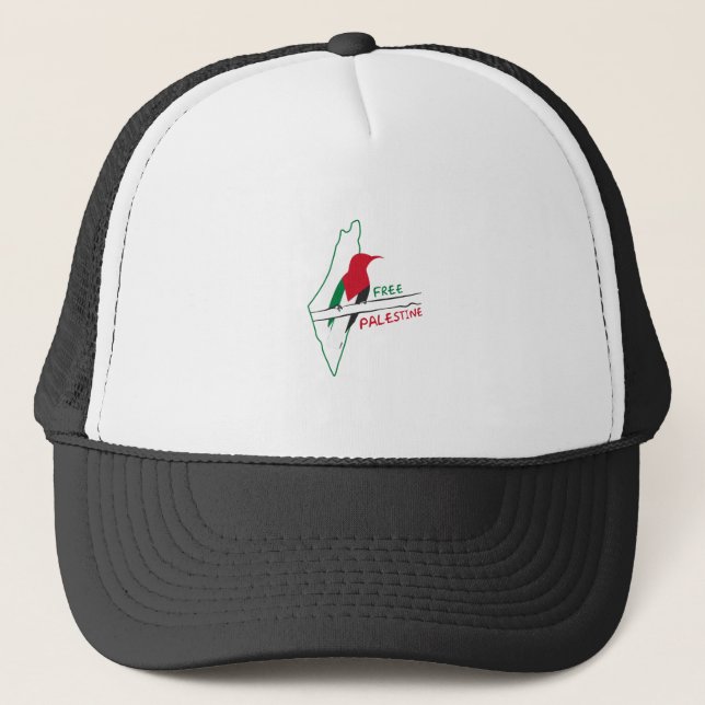Palestinian flag map bird trucker hat (Front)