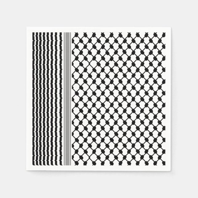 Palestinian Hatta Keffiyeh Kufiya Folk (2 Pattern) Napkin (Front)