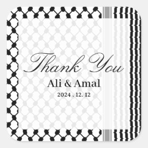 Palestinian Hatta Keffiyeh Thank You Wedding Square Sticker