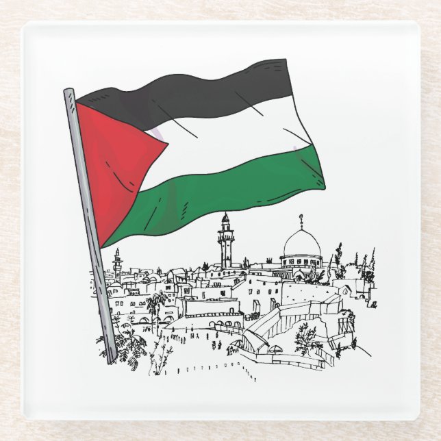 Palestinian Heritage and Hope Glass Coaster (Front)