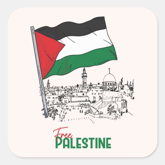 Palestinian Heritage and Hope Square Sticker (Front)