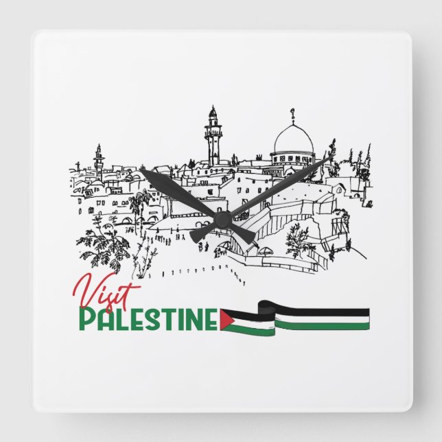 Palestinian Heritage and Hope Square Wall Clock (Front)